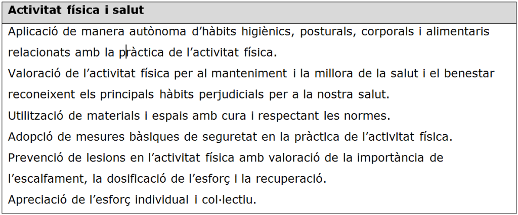 Currículum d'educació física a l'etapa primària 2015 per cicles