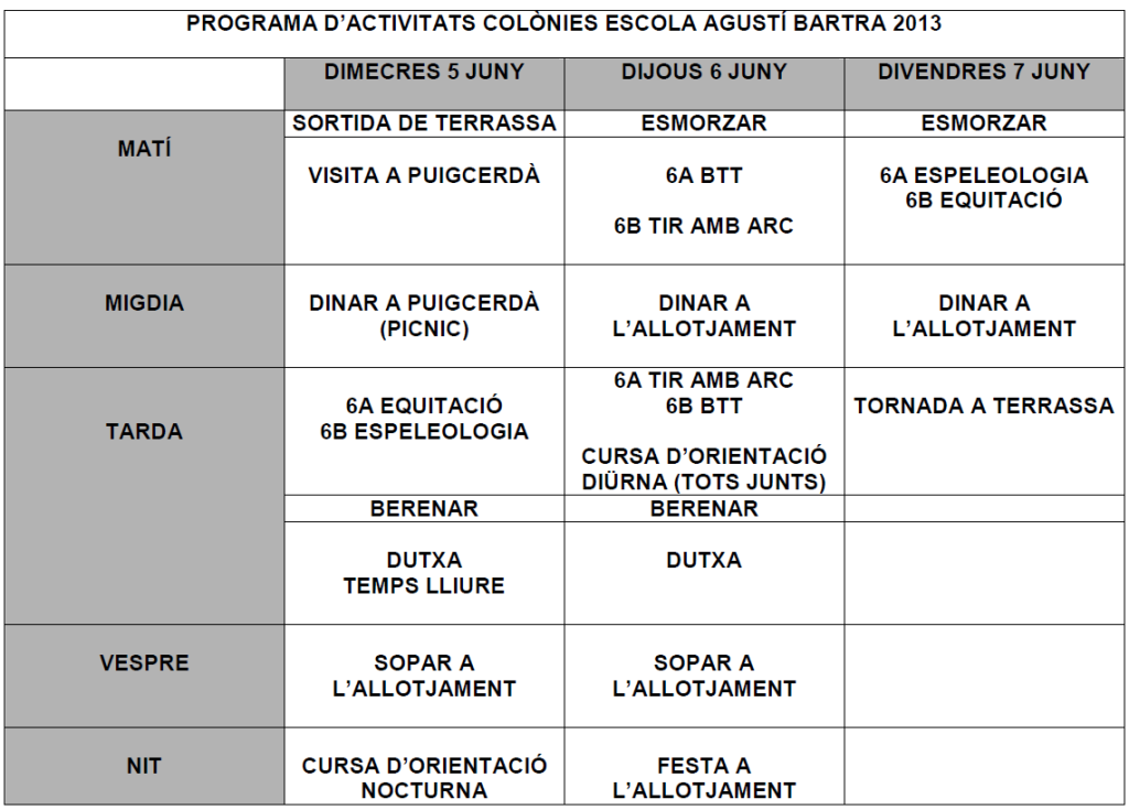 Colònies esportives a Queixans 2014