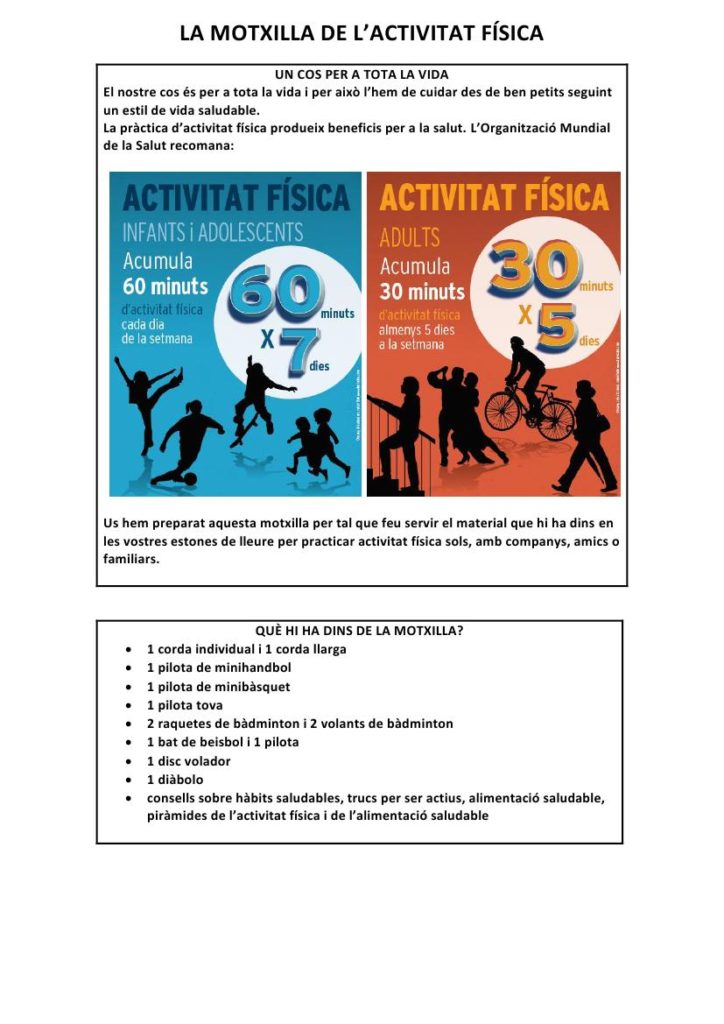 La motxilla de l'activitat física