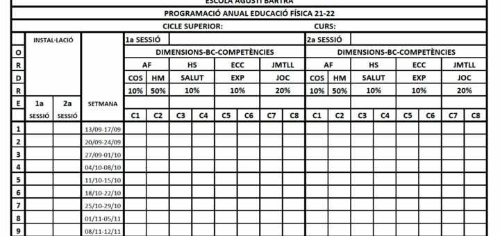 Graella programació anual 2021-2022